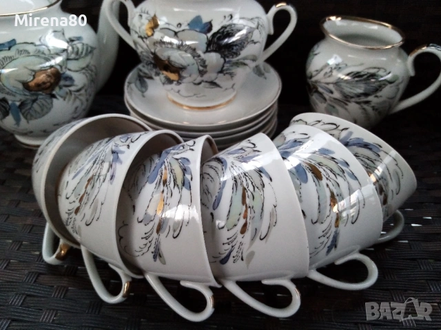 Чаен сервиз * Жемчужный * - ЛФЗ, снимка 2 - Сервизи - 54175547