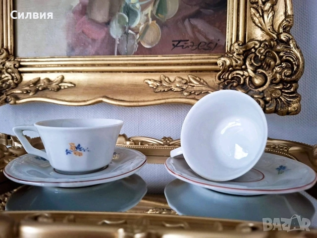 Порцеланови малки чашки с чинийки , снимка 2 - Сервизи - 54571488