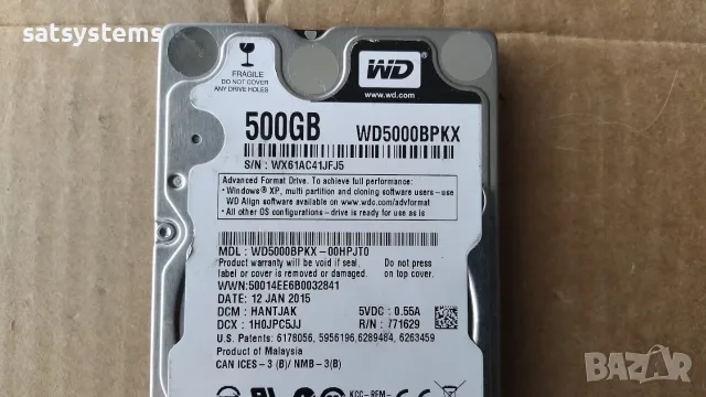 Хард диск Laptop Western Digital Black WDC WD5000BPKX 500GB SATA 6.0Gb/s, снимка 3 - Твърди дискове - 55664906