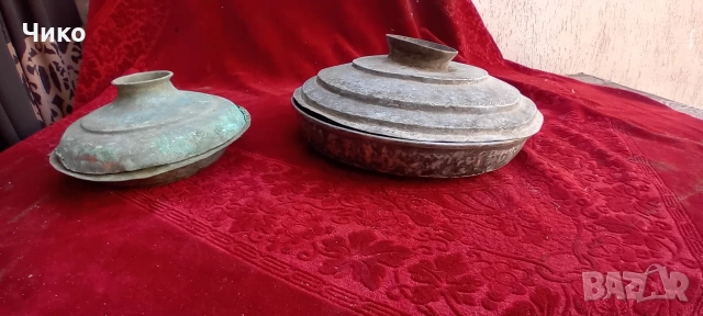 2бр медни съдове със захлупци, снимка 2 - Антикварни и старинни предмети - 54600541