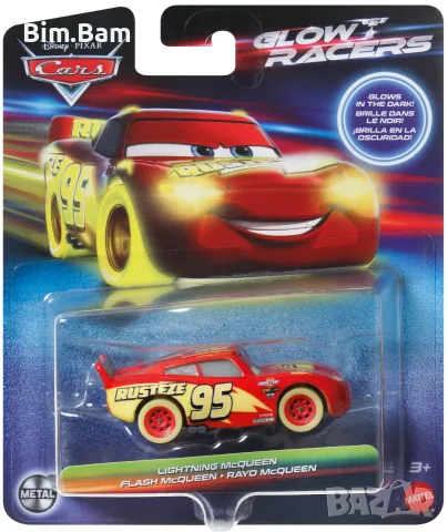 Оригинална количка Cars Glow Racers Lightning McQueen - светещ / Disney / Pixar / Колите