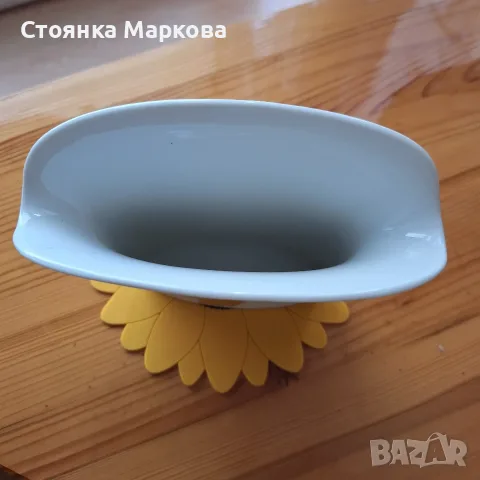 Керамична ваза със златисти листа-Германия, снимка 4 - Вази - 55657120