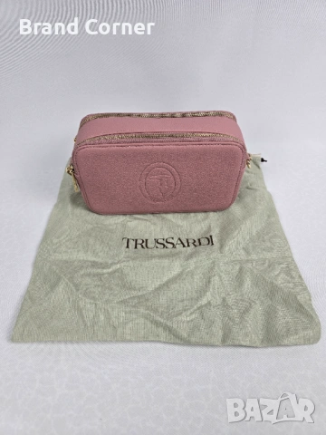 Нова дамска чанта Trussardi в розово с дълга дръжка, снимка 7 - Чанти - 54406956