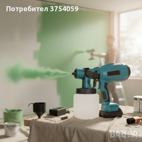 Акумулаторен и безжичен пистолет за боядисване с 2 батерии 21V, снимка 4 - Други инструменти - 55179526