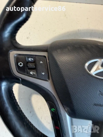 Волан черен кожен за Hyundai i40 1.7 Crdi (2018) OEM RHD #288, снимка 2 - Части - 54873452