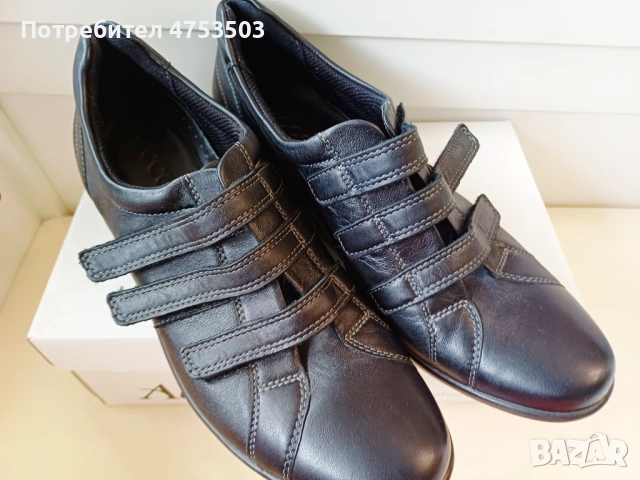 Черни обувки Ecco 40 естествена кожа , снимка 3 - Дамски ежедневни обувки - 54368082