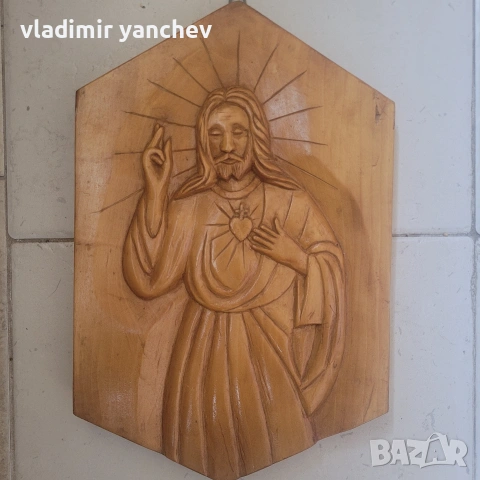 дървена икона Исус Фристос, снимка 2 - Подаръци за кръщене - 53682299