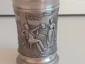 Джобна манерка и чаши за ракия от калай  Antik*Vintage #51, снимка 9