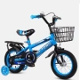 Детски велосипед с кош и помощни колела различни размери - син или червен, снимка 3
