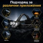 Професионален мощен LED фенер туристически челник за глава лов риболов планинарство преходи каска, снимка 7