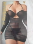 L/XL Черна прозрачна,еластична рокля с ръкавици и прашка , снимка 2