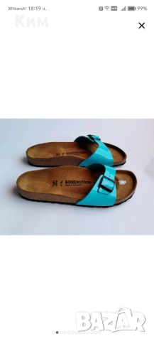 Birkenstock чехли в син лак н. 42, снимка 2 - Чехли - 54633912