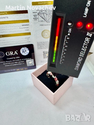 Сребърен пръстен с мойсанит (Диамант) 7 карата, снимка 11 - Пръстени - 54355658