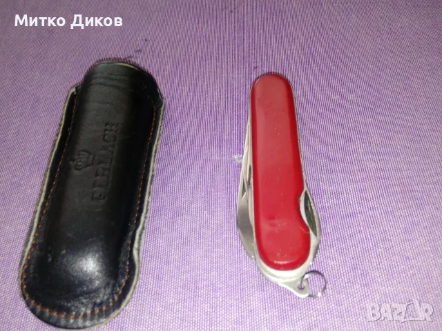 Герлах Полша винтидж марково джобно ножче с калъвче естествена кожа, снимка 2 - Ножове - 55573480