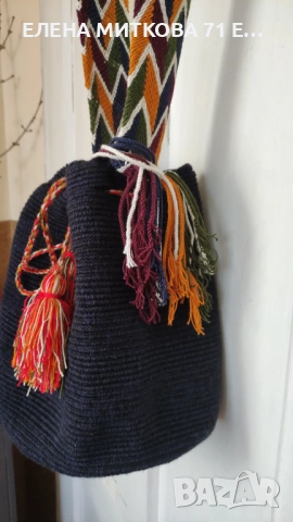 Mochila Wayuu колумбийска ръчно изработена тъкана дамска чанта среден размер, снимка 3 - Чанти - 54139920