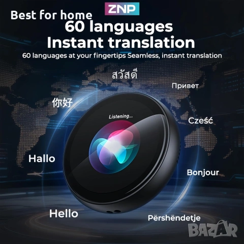 ZNP Z01 AI Companion цифрова значка, преносим Bluetooth 6.0 преводач с HD сензорен екран, снимка 2 - Друга електроника - 54961355