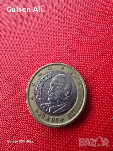 Монета от 1 евро - 2000 г.- Хуан Карлос.- Испания.