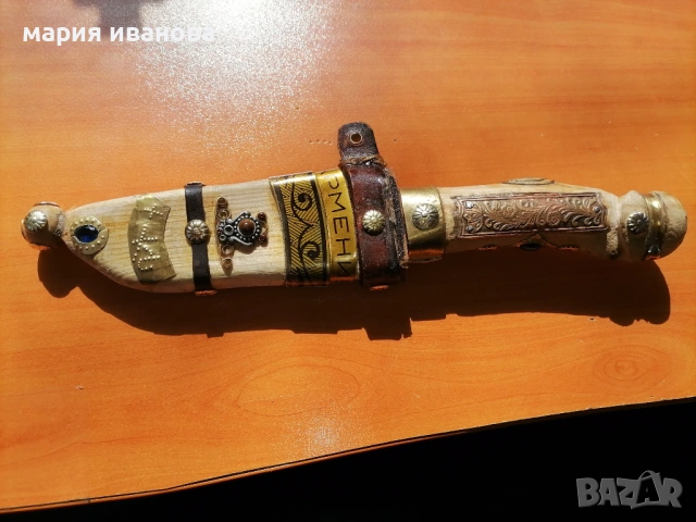 здрав голям нож с украса турмалин шпинел бронз, снимка 2 - Ножове - 54805941