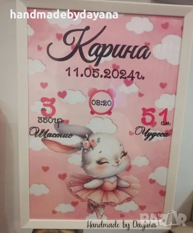 Бебешка визитка A4, снимка 4 - Ръчно изработени сувенири - 41943805