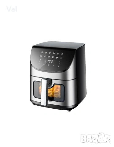 Фритюрник, 1700W, 7л., Горещ въздух, Таймер, до 200°C, с видим прозорец, Черен, снимка 3 - Фритюрници - 54672347