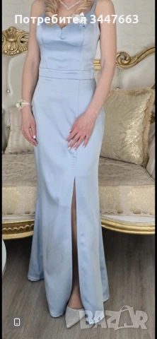 Официална рокля светло синя размер S, снимка 2 - Рокли - 54298395