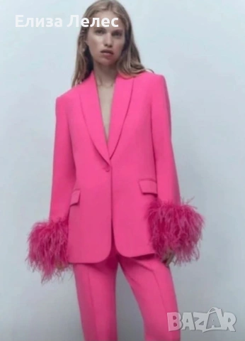 Zara сако със щраусови пера размер S