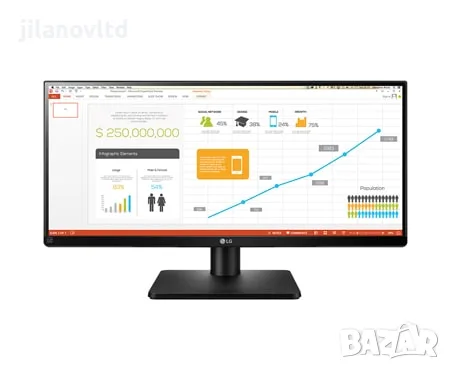 Монитор LG 29UB67-B 29" 2560x1080 UltraWide IPS с 6 месеца гаранция, снимка 2 - Работни компютри - 55331996