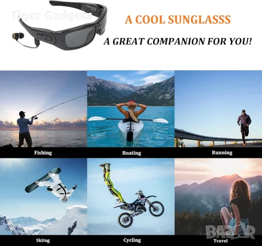 Спортни Bluetooth смарт очила с Full HD 1080P камера, MP3, разговори и UV защита, снимка 4 - Камери - 55421280