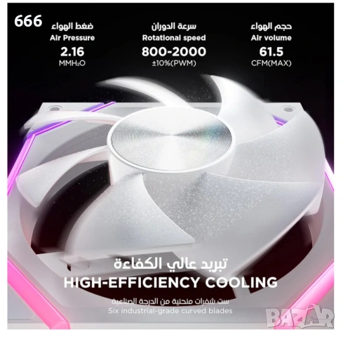 Вентилатор за компютър AsiaHorse Nyota 120 мм RGB, снимка 3 - Друга електроника - 54121163