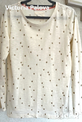 Изящна памучна блуза BODEN със сияйни златни точки , снимка 6 - Блузи с дълъг ръкав и пуловери - 54020292