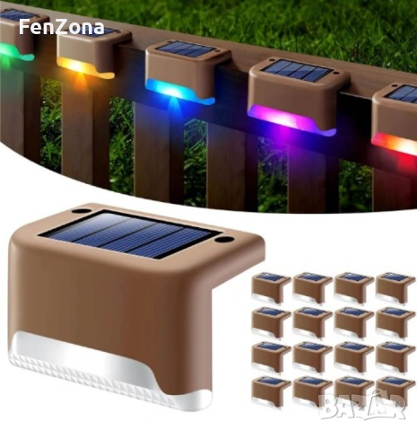 Соларни лампи водоустойчиви за огради, стъпала, външни палуби, парапети,сменящи се цветове