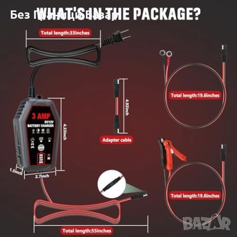 Ново Зарядно за акумулатор 6V/12V 3A LiFePO4 AGM GEL EFB интелигентно за кола мотор лодка ATV, снимка 8 - Друга електроника - 54104614