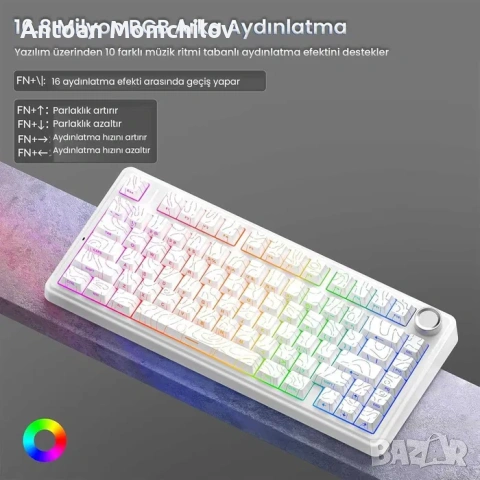 Механична клавиатура AULA F75 RGB Wireless, снимка 4 - Клавиатури и мишки - 54827762