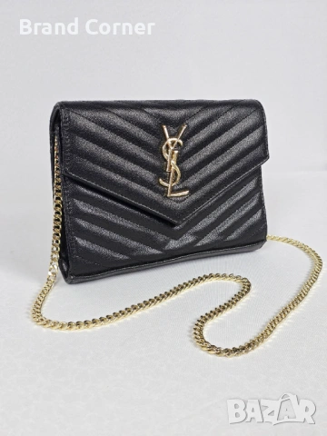 Елегантна Дамска Чанта Saint Laurent (YSL) - Black & Gold, снимка 2 - Чанти - 54330121