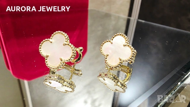 Van Cleef & Arpels VCA Gold Mother of Pearl Vintage Alhambra Clips Дамски Обеци, снимка 2 - Обеци - 54274775