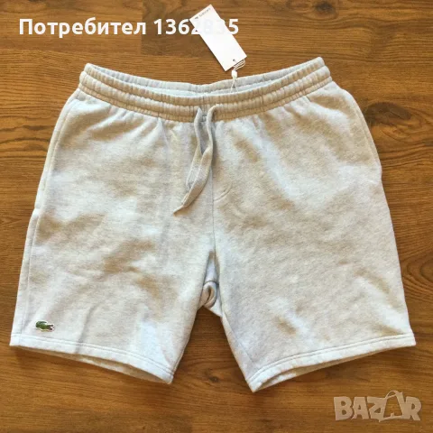 НОВИ оригинални памучни светло сиви къси гащета бермуди LACOSTE / Лакосте  размер 5 / L от САЩ, снимка 3 - Къси панталони - 55392443
