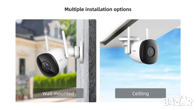 Външна Охранителна WiFi Камера Imou Bullet 2C, 4MP (2K) с AI Засичане на Хора и Микрофон, снимка 14 - IP камери - 54356022