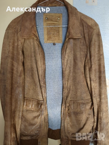 Мъжко яке естествена кожа PULL&BEAR, снимка 5 - Якета - 54315685