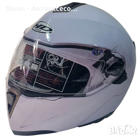 Каска за мотор, скутер, ATV - бял гланц - размери M/L/XL