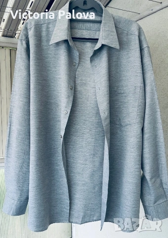 Белгийска мъжка риза Alfa Shirts, Glacier Gray, немачкаема материя - XL/XXL