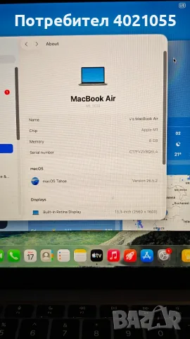  Apple MacBook air , снимка 2 - Лаптопи за работа - 55693855