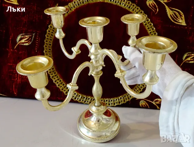 Посребрен свещник петица Art Deco,23 см. 