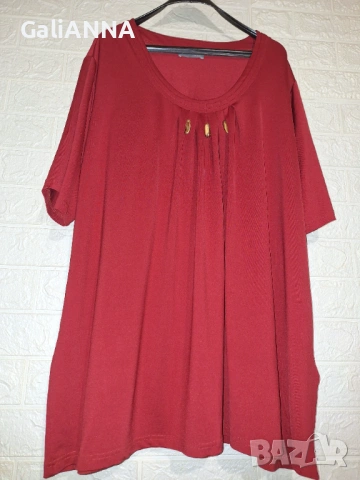 СТРАХОТНА ТУНИКА В ЧЕРВЕН ЦВЯТ 4XL-6XL, снимка 2 - Туники - 54393550