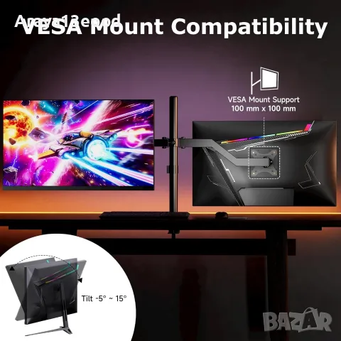 XGaming 27" QHD 165Hz Геймърски монитор VA, 1ms, FreeSync, HDR10, снимка 6 - Монитори - 55357951