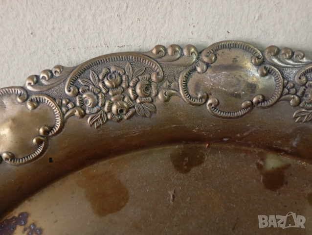 Месингов поднос,табла арт деко, снимка 2 - Антикварни и старинни предмети - 54123798