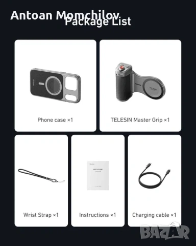 Грип за телефон TELESIN Master Grip iPhone 17 Pro Max, снимка 5 - Калъфи, кейсове - 54824398