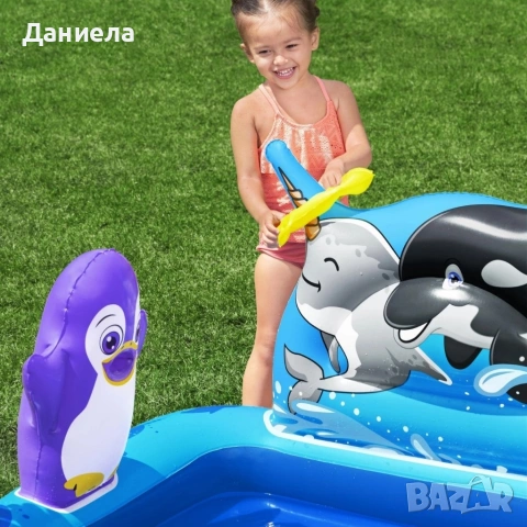 Надуваем детски басейн с морски животни, водни играчки и игра за хвърляне на халки, снимка 15 - Други - 54858063