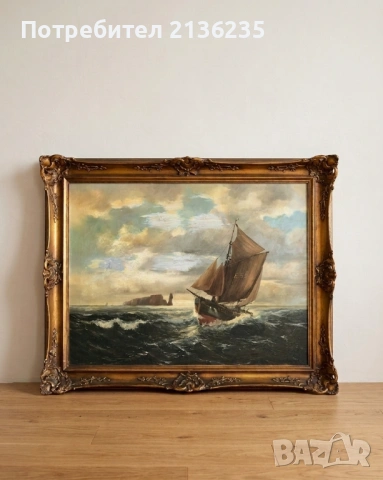 Старинна маслена картина "Морски пейзаж" 