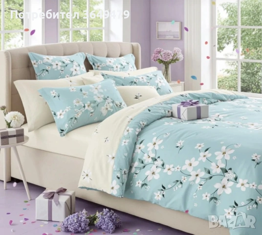 Спален комплект от 6 части с ластик, снимка 3 - Спално бельо - 54230302