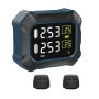 Безжична TPMS система за мотори за налягане и температура на гумите с LCD и 2 сензора, презареждаема, снимка 1